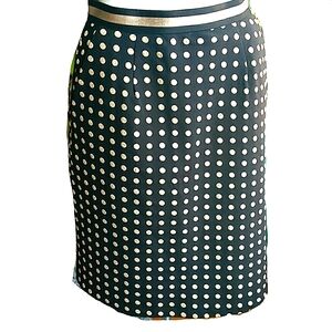 Anthropologie Weston Black and Gold Polka Dot Pencil Skirt Size Small
